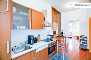 ausgestattet mit Cerankochfeld und kleinem Barhocker ausgestattet mit Cerankochfeld und kleinem Barhocker