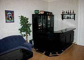 Wohnzimmer mit großartiger schwarzer  Bar